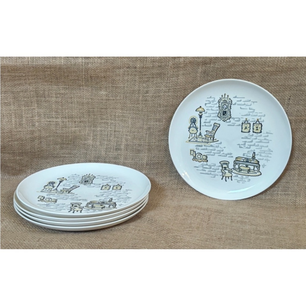Vintage Marcrest Stetson Gay Nineties Dinner Plates Set Of 5 Retro MCM Cottage